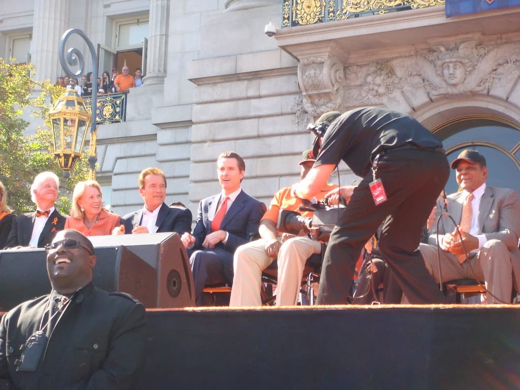 Newsom and First Partner Jen Siebel Grandstand and Face Plant in Alabama